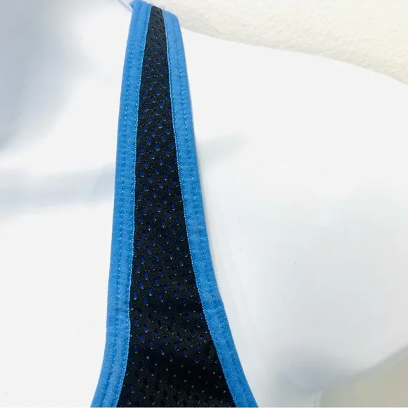 VICTORA’S SECRET X SPORT Blue Black Racerback Underwire Zip Front Sports… - Picture 4 of 14